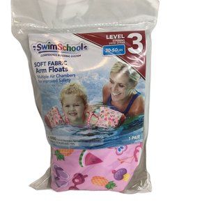 Swim School Perfect Fit Fabric Arm Floats Level 3 Water Wings 30-50 LBS Pink New